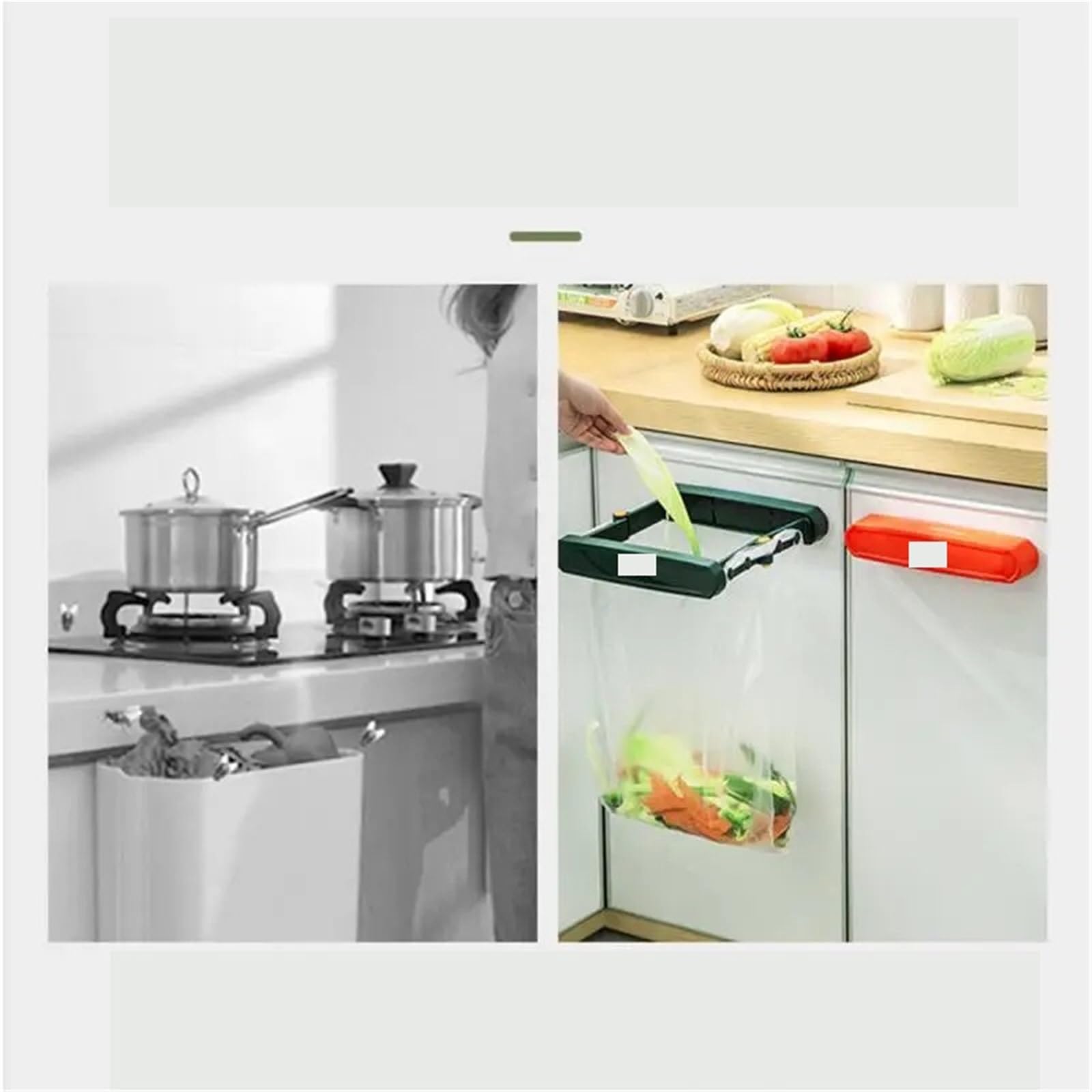 Estante for Bolsas de Basura Plegable, Soporte portátil montado en la Pared, Multifuncional, aplicable, Accesorios Cocina, 3 uds para Bolsas(Orange)