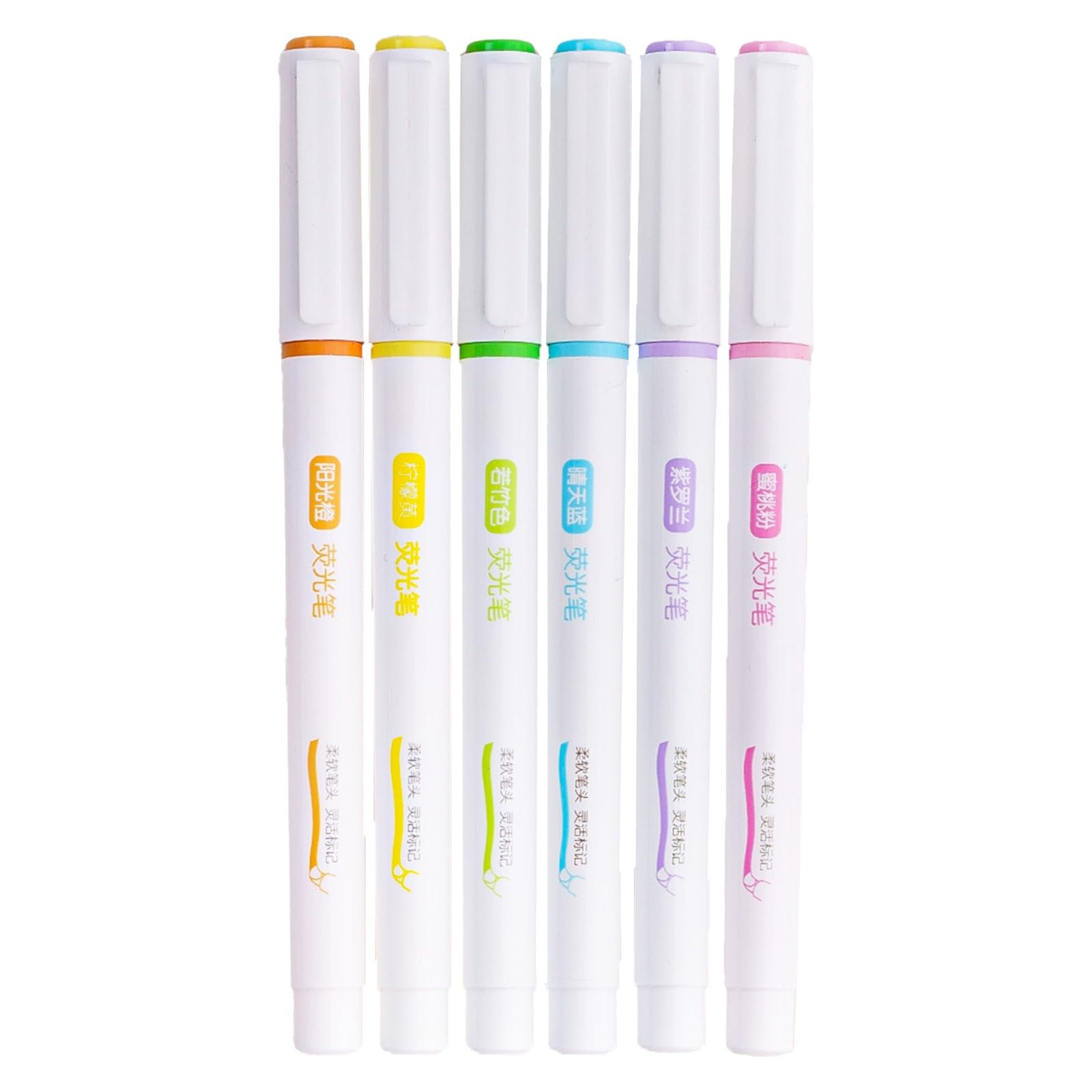 Highlighters Set of 6 Pastel Morandi Soft Tip No Bleed