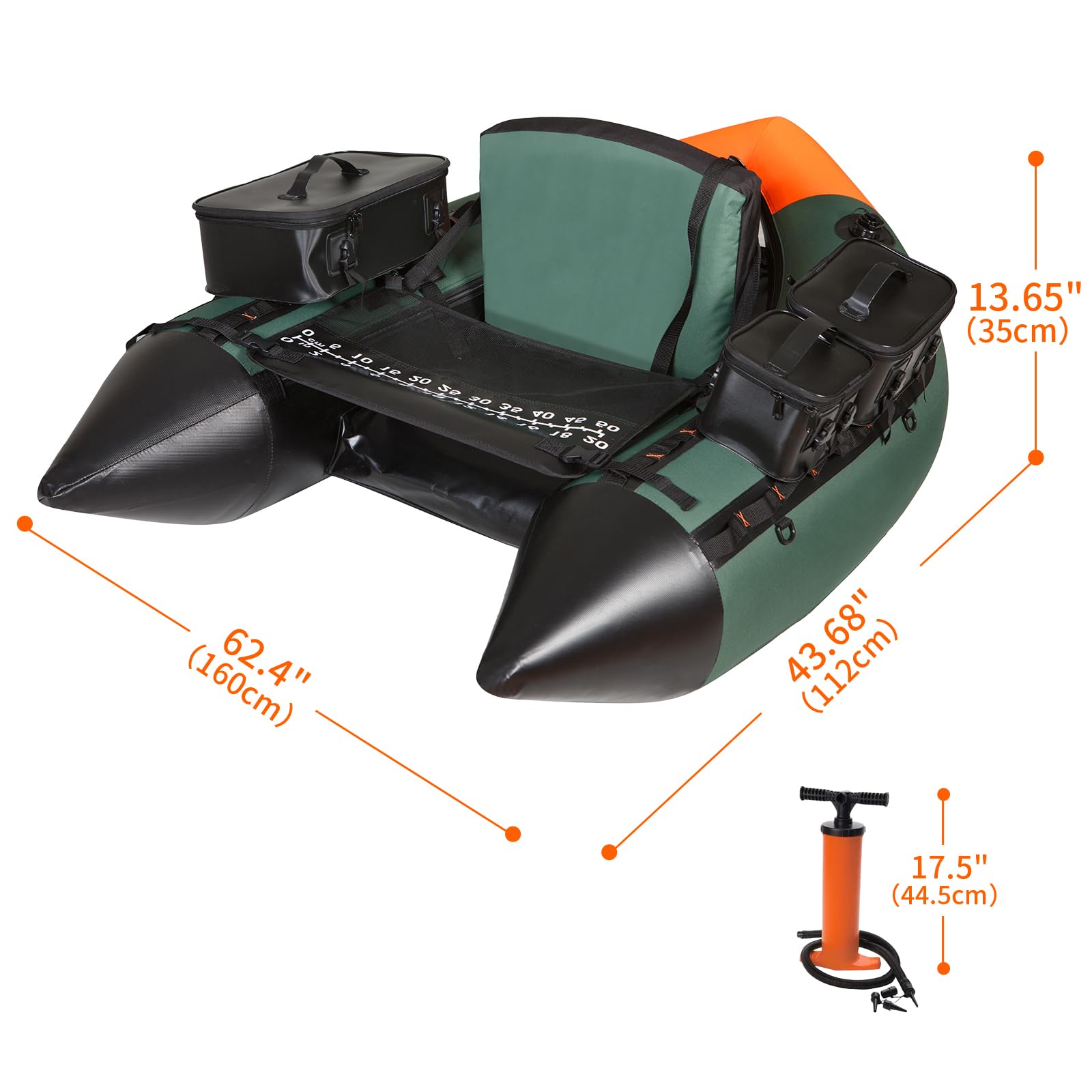 Tubo flotante profesional de pesca, Tubos flotantes para pesca, Tubo flotante inflable de pesca con capacidad de carga de 158KG, Bote pequeño, Bote pequeño con soporte para caña, Inflador