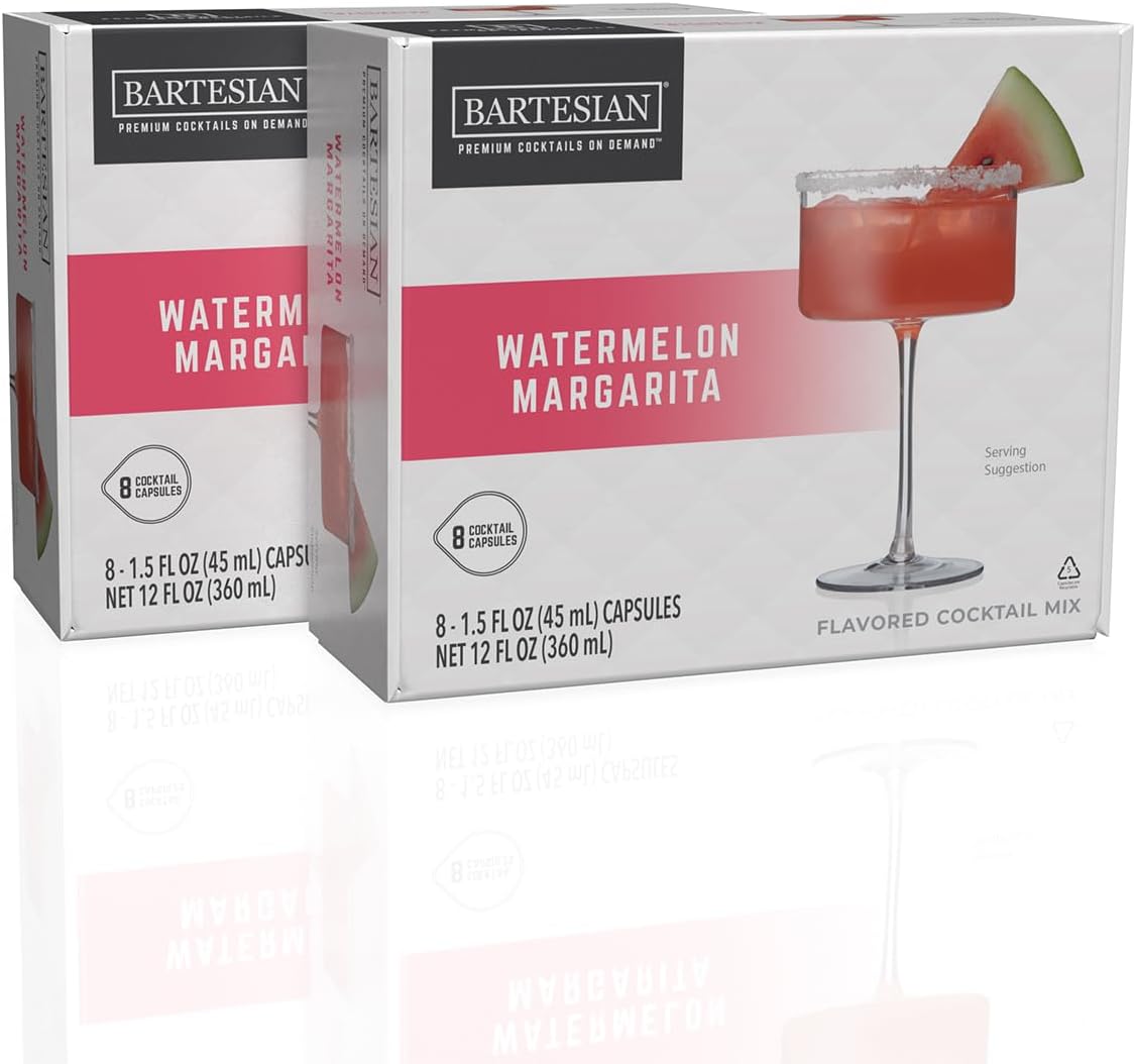 16-Pack Watermelon Margarita Mixer Capsules for Cocktail Machine – Home Bar Mixology Cocktails Mix Pod Capsule Set To Use With the Bartesian Cocktail Drink Maker Machine