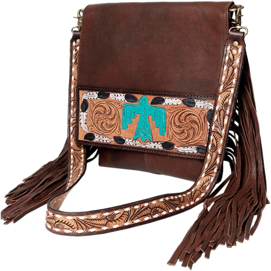 American Darling Messenger Hand Tooled Genuine Leather Western Women Bag Handbag Purse | for Cute