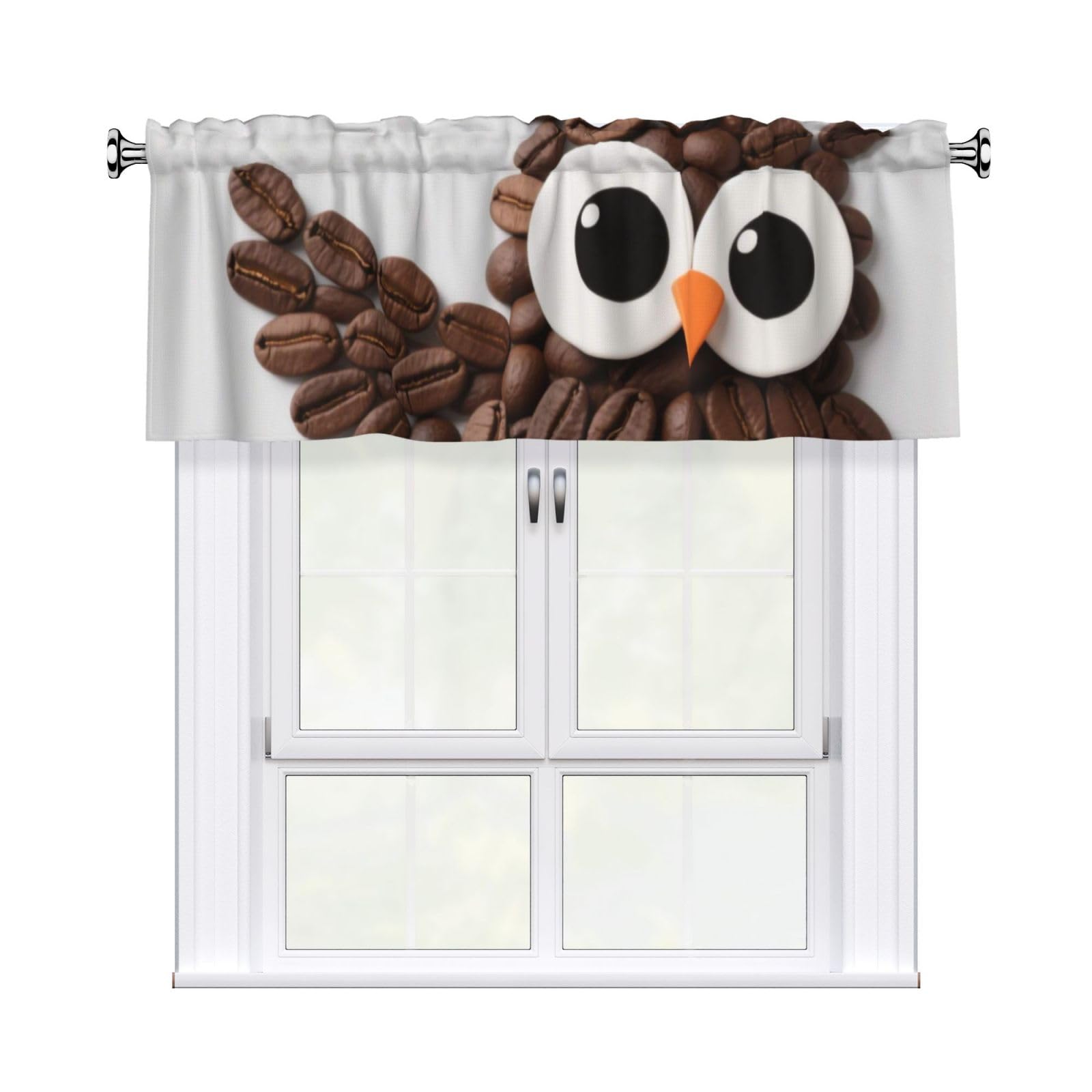 FekiLoot Cute Owls Curtain Valance for Windows, Kitchen Window Valances Rod Pocket Window Treatments Short Curtains Drapes for Bathroom Bedroom Cafe Decor 54x18inch 1 Panel
