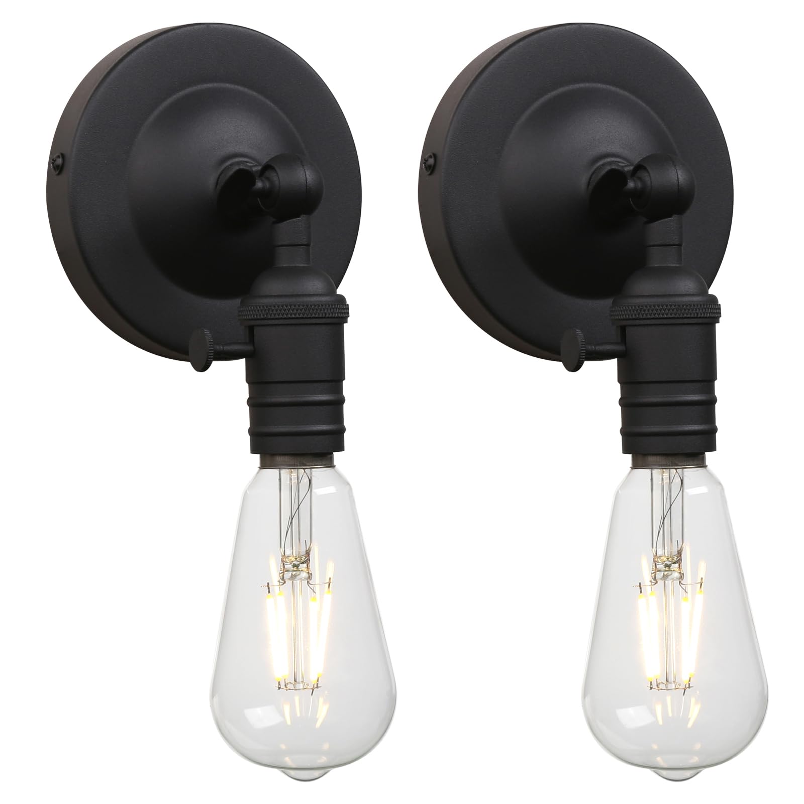 Yosoan Lighting Set of 2 Vintage Up/Down Wall Light Industrial Antique Wall Lamp Fitting Fixtures,Wall Sconce Lamp for Kitchen Dining Room Bedroom Bar Restaurants (Black-2)