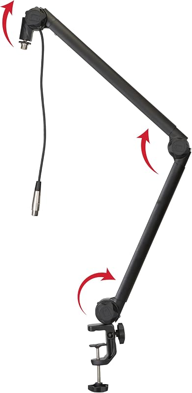 Gator Frameworks Deluxe Microphone Boom Arm Stand (GFWMICBCBM3000) | Fully Adjustable with a Quiet 360-degree Arm and Integrated XLR Easily Mounts to Most Desk Surfaces