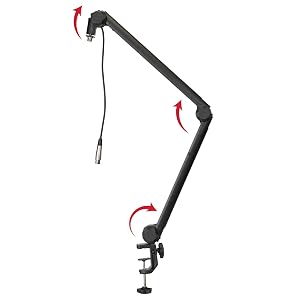 Gator Frameworks Deluxe Microphone Boom Arm Stand (GFWMICBCBM3000) | Fully Adjustable with a Quiet 360-degree Arm and Integrated XLR Easily Mounts to Most Desk Surfaces