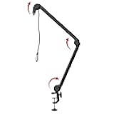 Gator Frameworks Deluxe Desk-Mounted Broadcast Microphone Boom Stand For Podcasts & Recording, Integrated XLR Cable, (GFWBCBM3000)