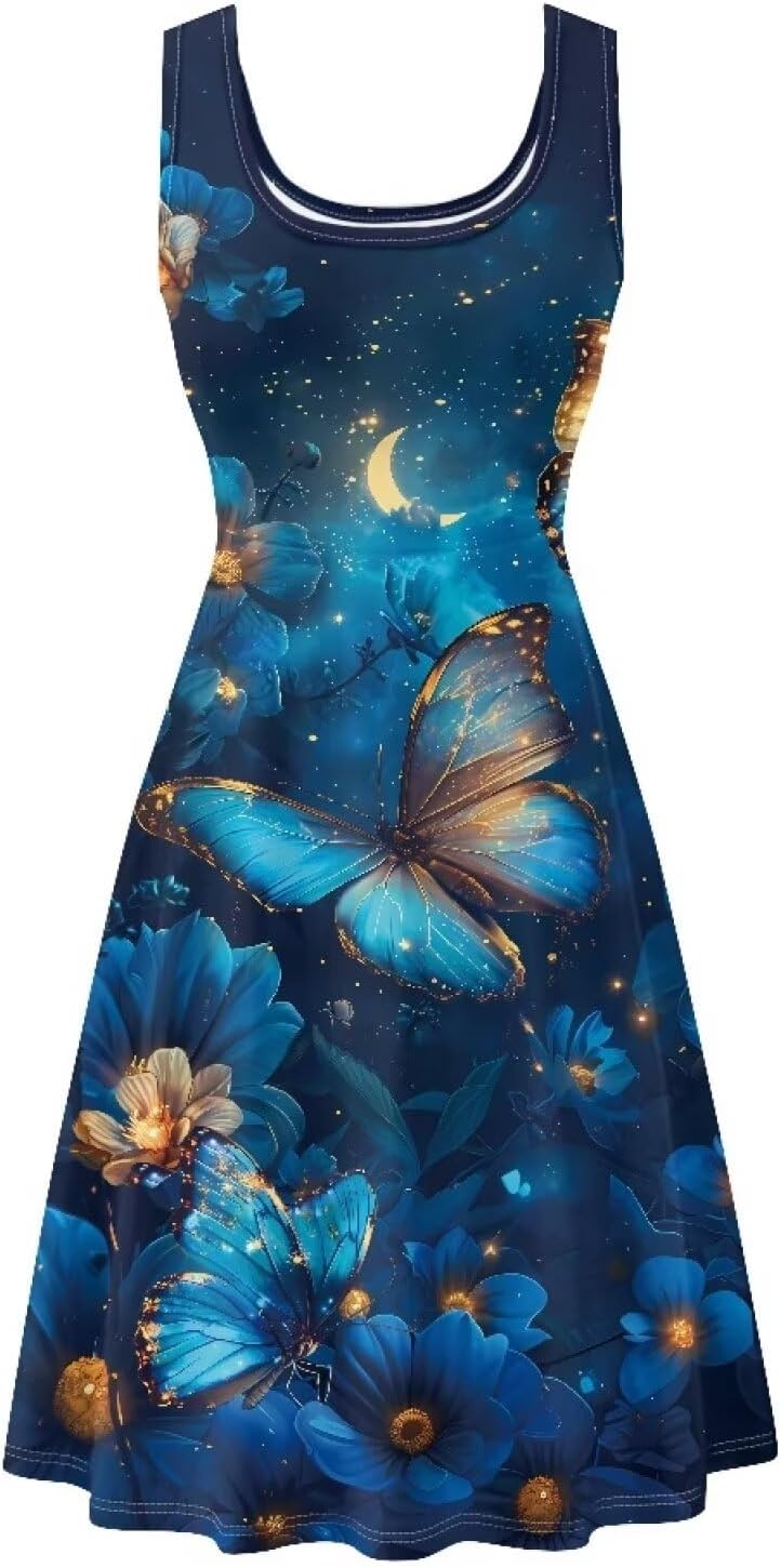 TOADDITDO Womens Summer Sleeveless Tank Dress with 2 Side Pockets XS-4XL Plus Size