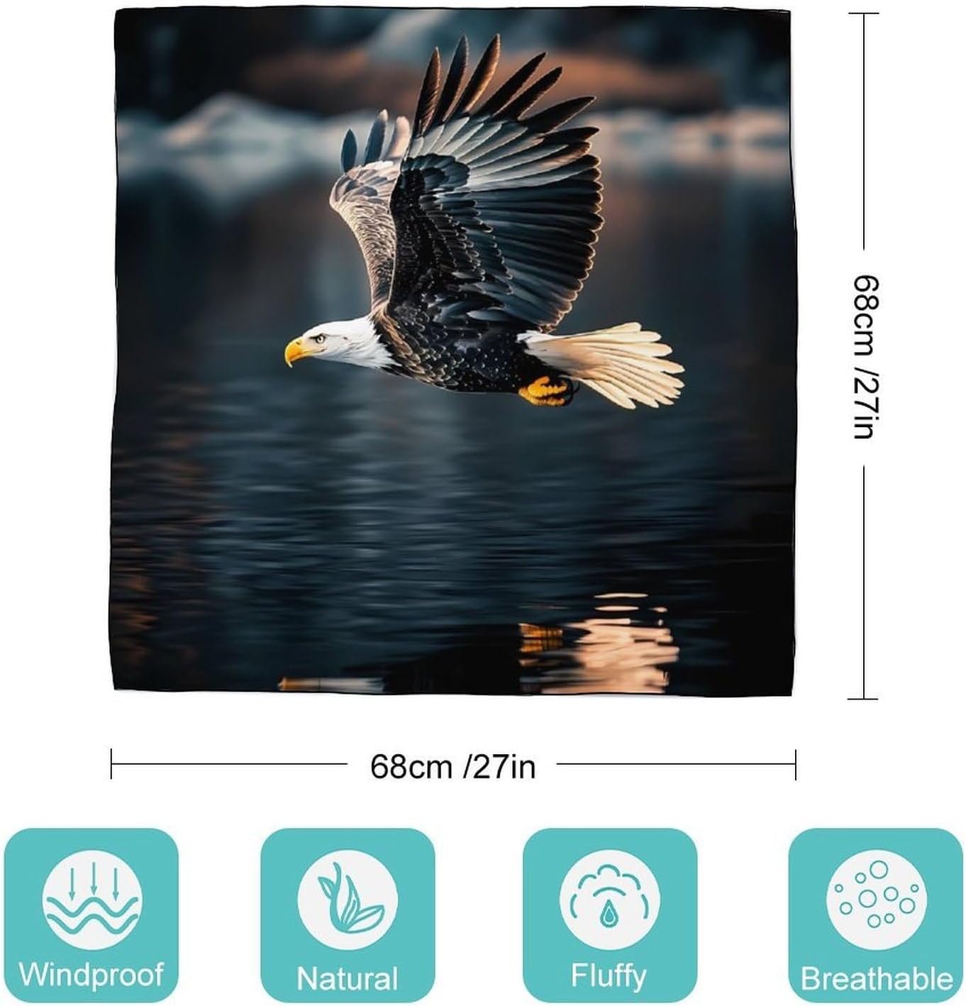 Ea-gle's Flying Lake Bandana Fashion Head Scarf Square Silk Scarf Print Neck Hair Scarfs for Women Men Gifts