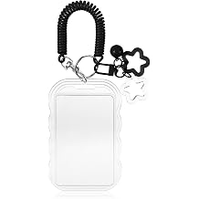 Photocard Holders, Photocard Holder Keychain Photos Card Holders PC Holder with Star Keychains Bus Cards Transparent Protector Keychain with Bell Clear Protectors for PictureBlack,1