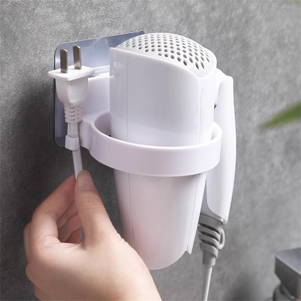 Hair Dryer Holder Wall Mounted, Self Adhesive Hair Dryer Holder, Bathroom Hair Dryer Holder, Hair Care Tools Holder Wall Mount - Extra Large Rim，Compatible with Most Hair Dryers (White) image 4