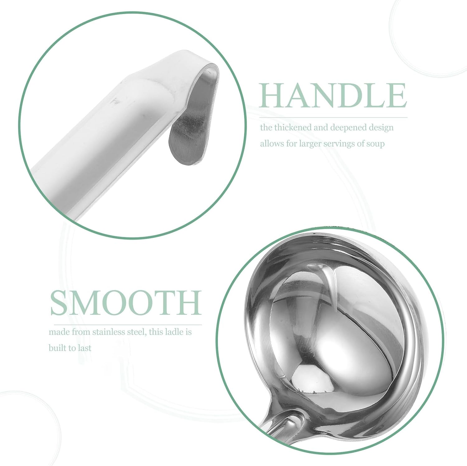 Heavy Duty Stainless Steel Soup Ladle with Long Handle and Hook, Deep 150ml Metal Serving Spoon for Cooking, Serving Porridge and Stew in Home and Restaurant Kitchens