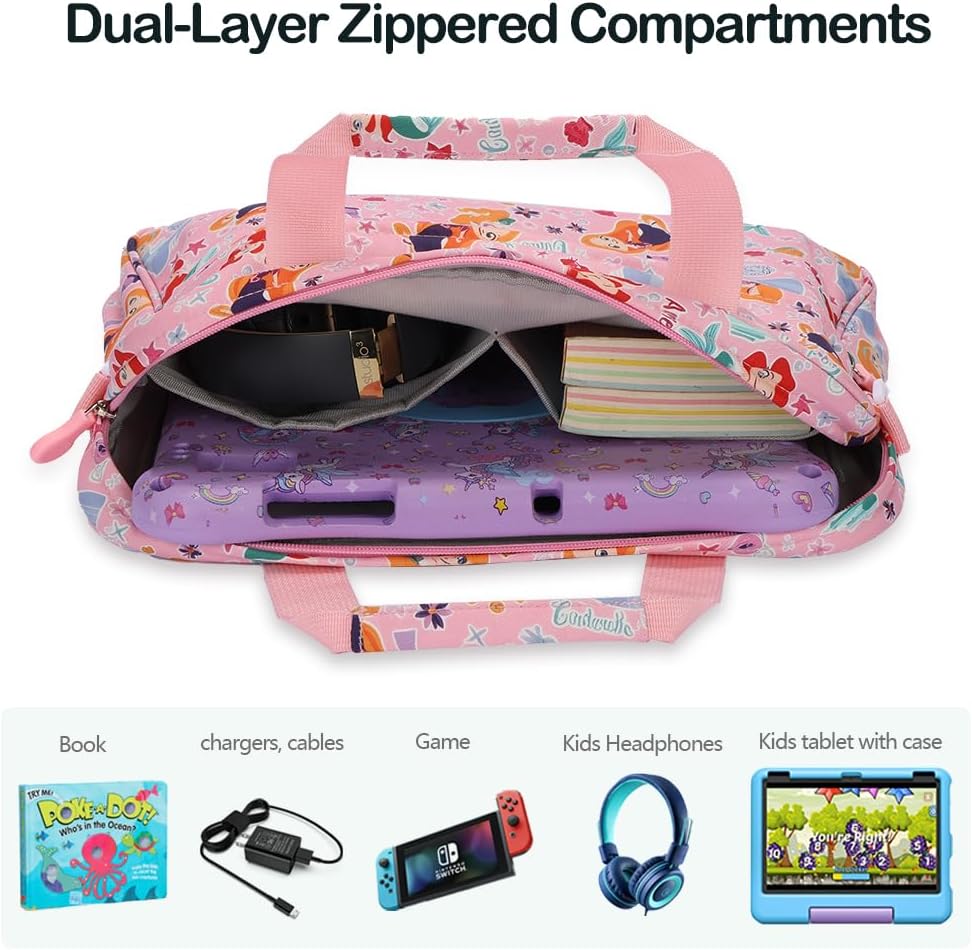 Kids Tablet Bag for Boy Girl Toddler Carrying Tablet Sleeve Carrying with Handle Shoulder Strap 13 inch