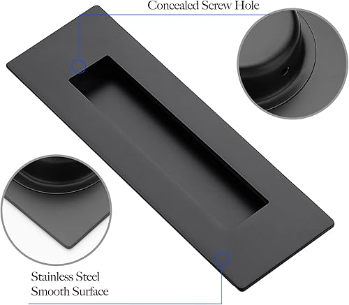 Miniatura 3 de Ravinte Paquete de 4 tiradores negros para puerta corrediza de armario, tiradores empotrados de 7 pulgadas de longitud, para puerta corrediza de