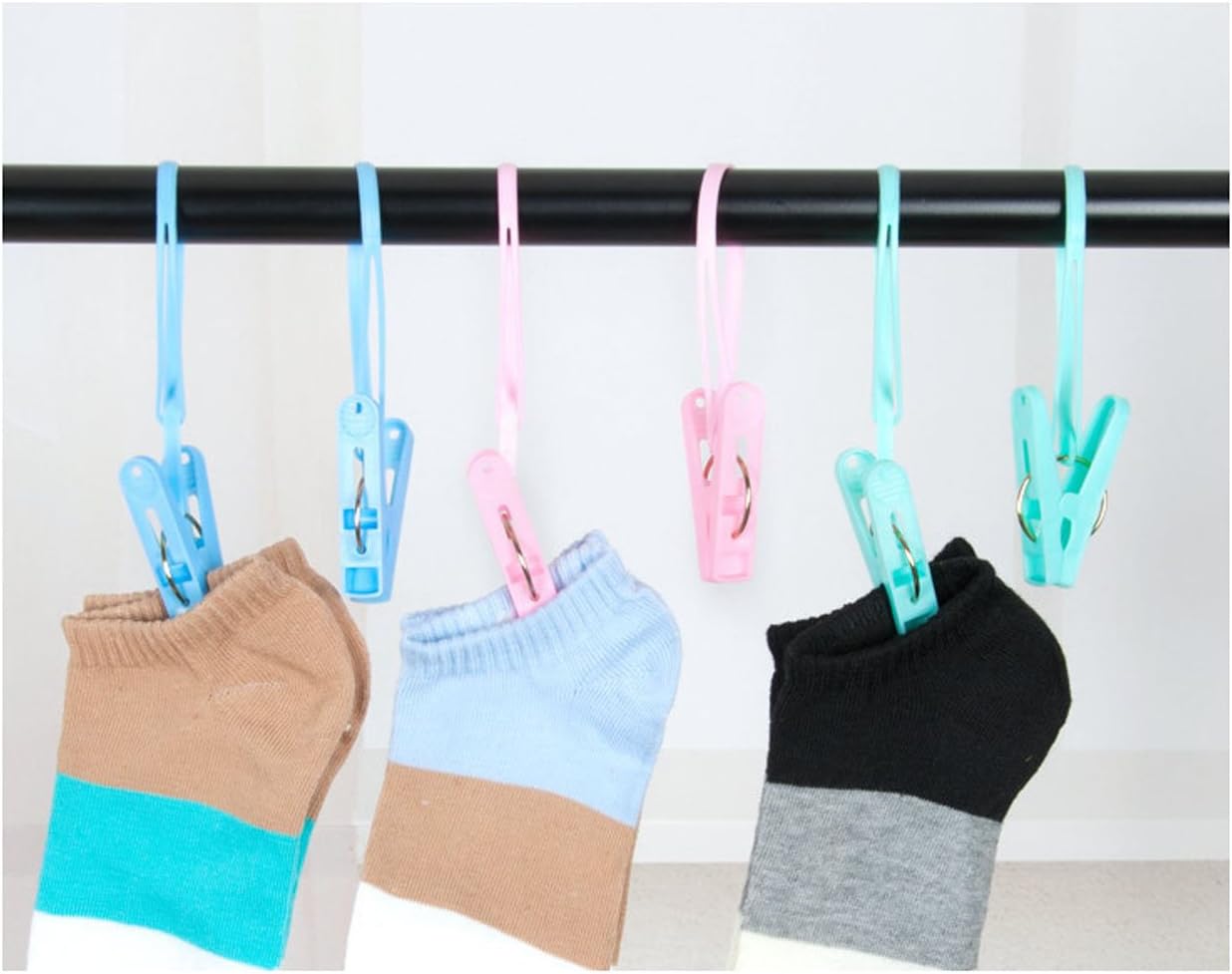 yueton Pack of 12 Clothes Peg Clip Pins Rope Hanging Clothesline Windproof Hanger (Multicolor)