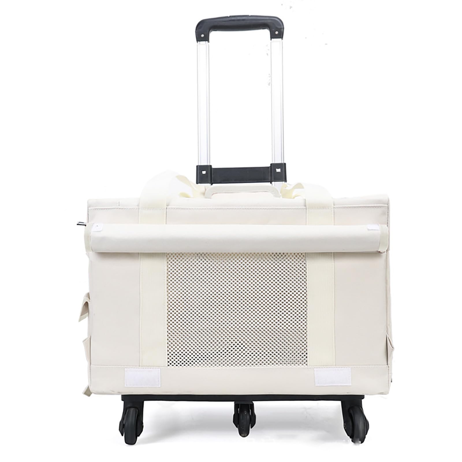 Sac De Transport à roulettes Double Couche pour Animaux De Compagnie avec FenêTres en Filet Et Tapis Amovible pour Deux Chats, Adapté Aux Avions, Au Camping Et à L'ExtéRieur, Blanc (Single Layer)