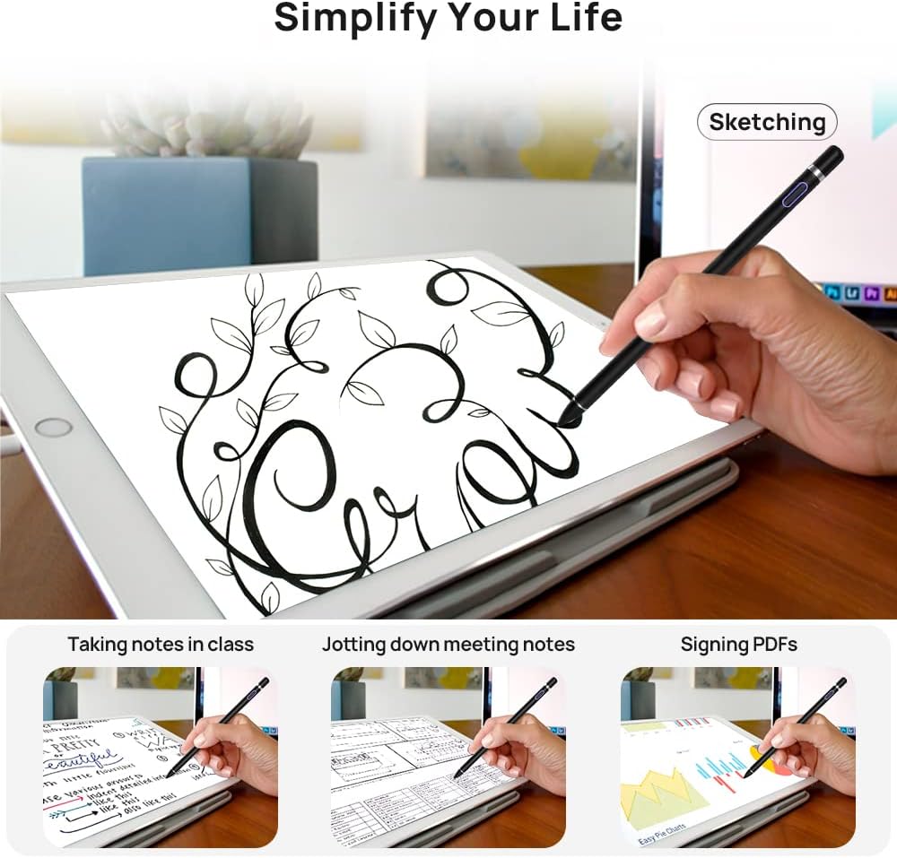 Stylus Pen for iPad Apple Pencil for iPad 9/8/7/6/5/4/3/2 Pro 12.9/11/10.5/9.7 Air 5/4/3/2 Mini 6/5/4 Alternative 2nd 1st Generation Stylus Pens for Touch Screens