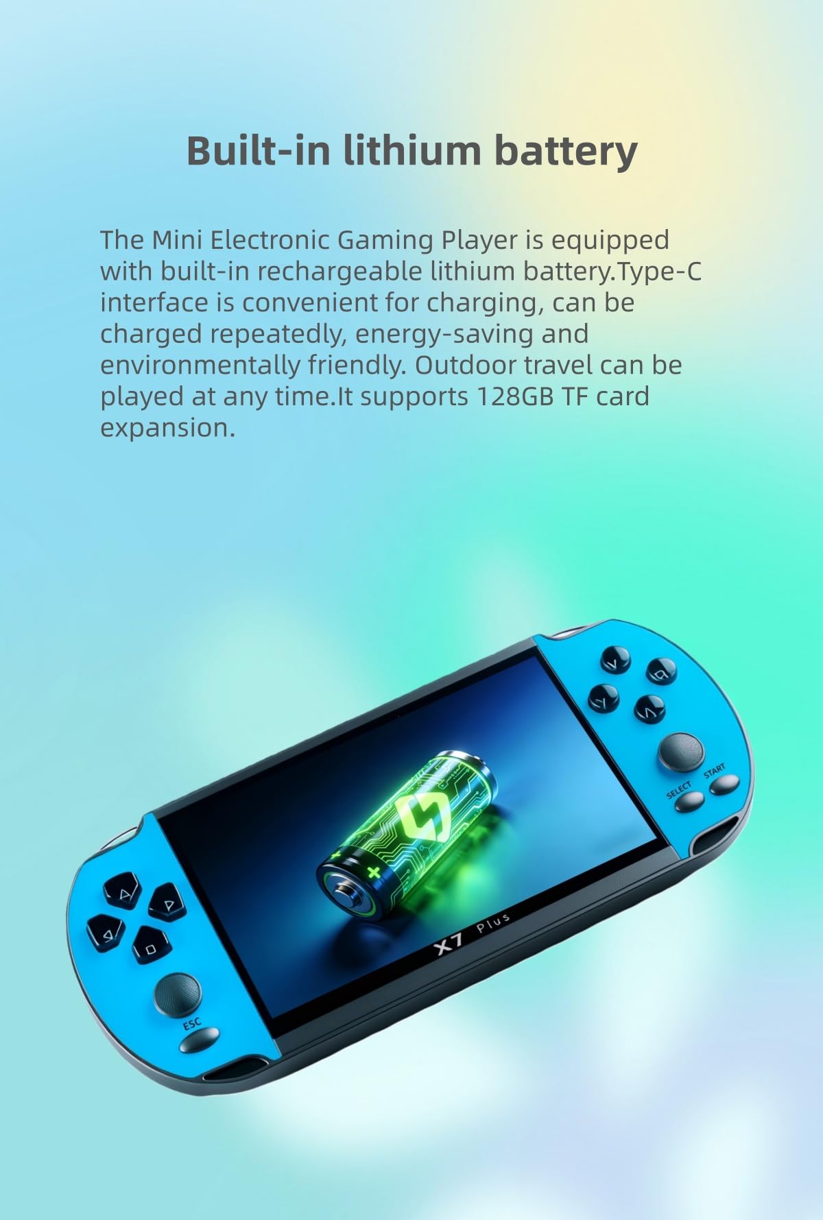Console de Jeu Portable YHFITN avec écran LCD 5,5 Pouces, Jeux intégrés, Compatible avec Plusieurs émulateurs, Rechargeable, Connexion multimédia et TV, Jouet de Voyage, Cadeau d'anniversaire
