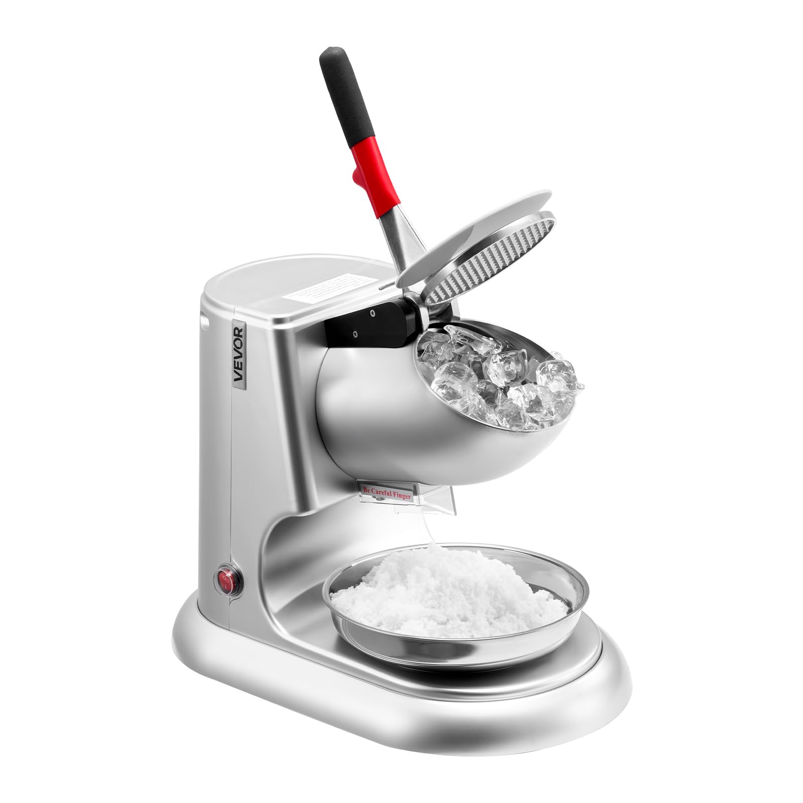 VEVOR Trituradora de Hielo Eléctrica 100 kg/h con 4 Cuchillas, para Granizados, de Acero Inoxidable, con Recipiente y Tapa, 2000 RPM, para Uso Doméstico y Comercial, Plata, 390 x 225 x 295 mm