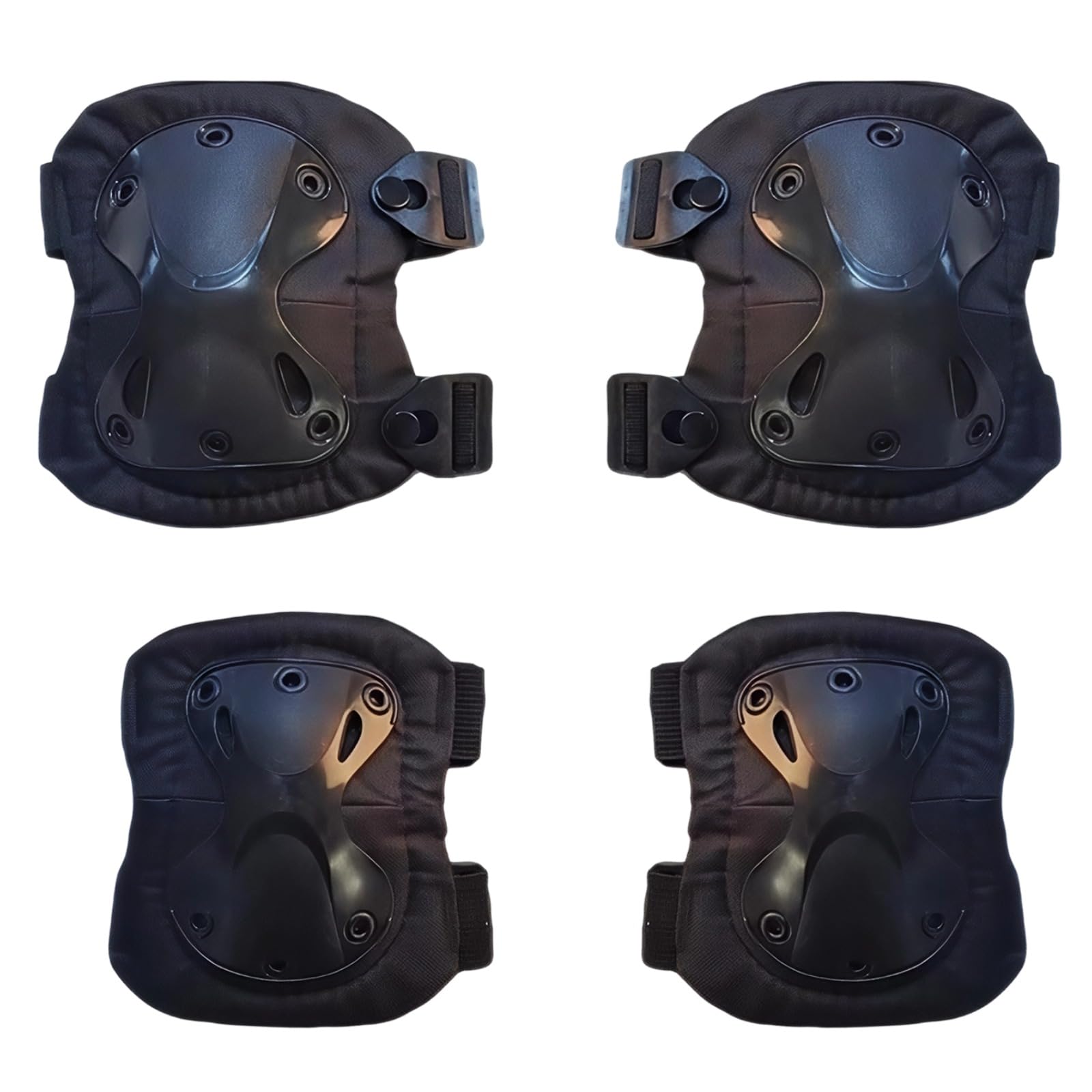 4 STK. Knie- und Ellenbogenschoner zum Schutz, Combat Knie- und Ellenbogenschoner im Armed-Stil, Set für Training und Outdoor, Schwarz