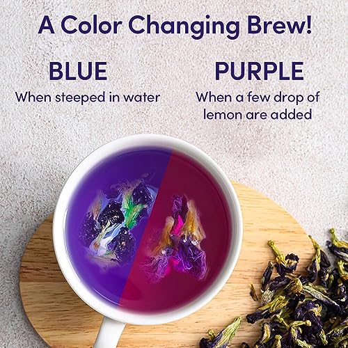 Image of VAHDAM, Butterfly Pea Flower (15 Pyramid Bags) Vegan, Non-GMO | Delicate & Earthy | Direct From Source - Plant-Based Biodegradable | Brew Iced Tea, Cooking, Mocktails & Cocktails