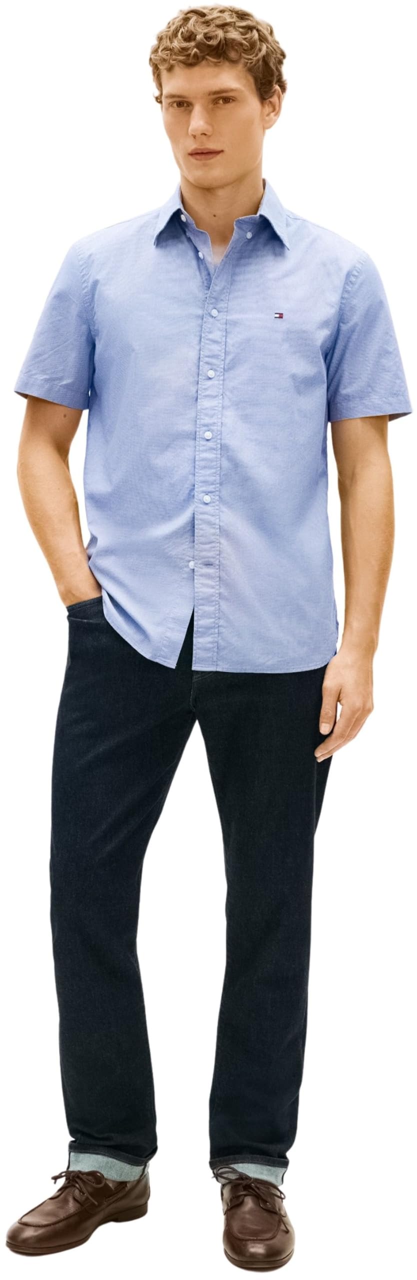 Tommy Hilfiger Herren Flex Poplin Houndstooth Ss Shirt Mw0mw38589 S/S Shirt (1er Pack)