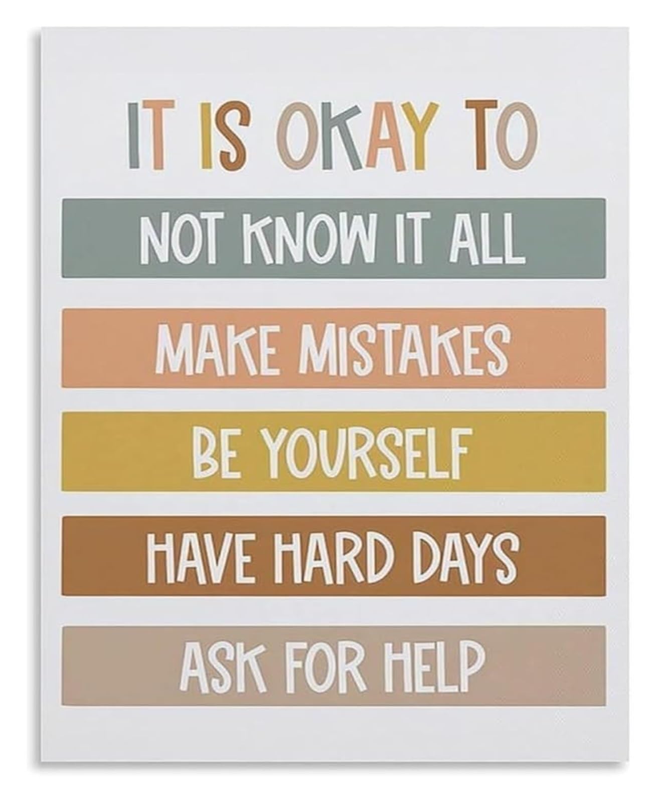 IDGTTLDF It Is Okay to Be Different Metal Tin Sign Motivational Wall-Art for School Classroom Counseling Office Room 8 X 12 in
