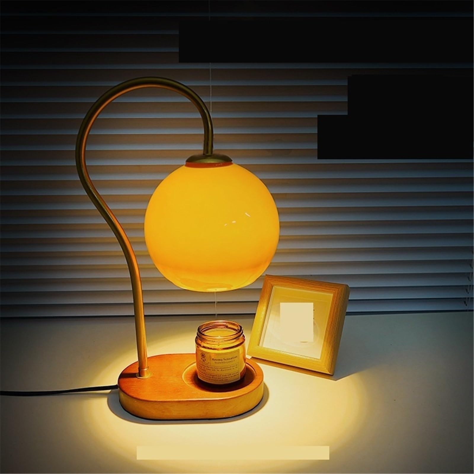 Lampada da comodino Lampada da tavolo rotonda for interni della camera letto, con sfumatura di colore retrò, comodino Lampade per la camera da letto