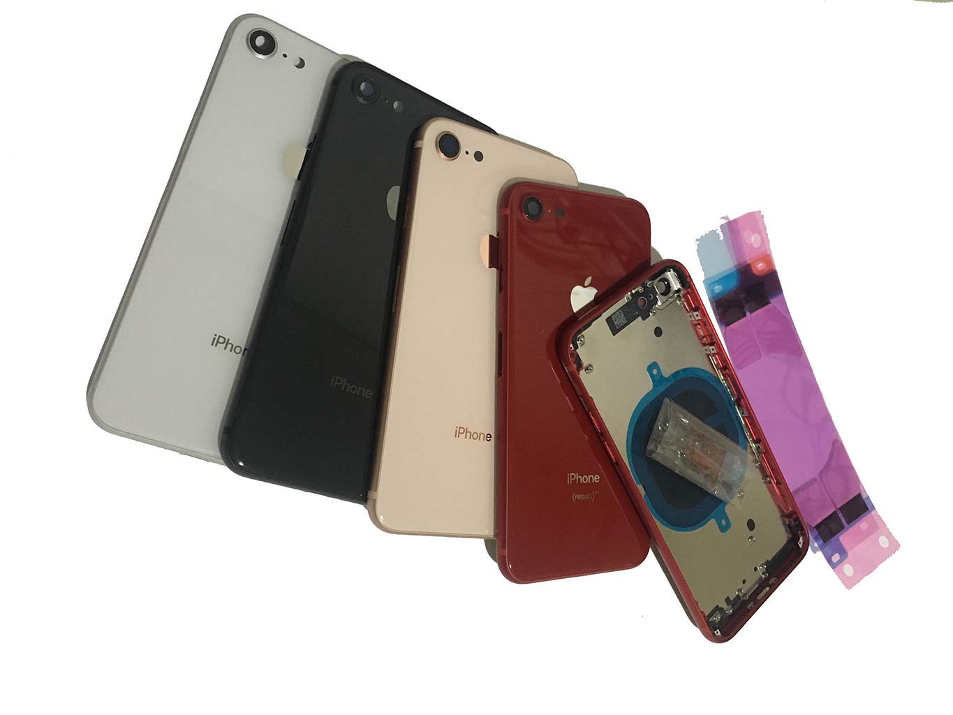 for iPhone Plus Rear Housing Frame Motherboard Back Battery Door  Back Case with Iogo and Side Buttons,Black