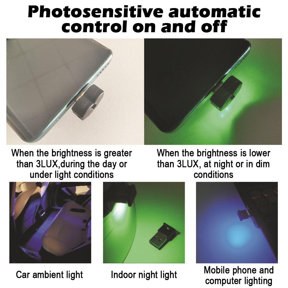 Luci Atmosfera USB Auto - 10 Pezzi Verdi Plug&play Per Interni Auto E Computer - Foto 13