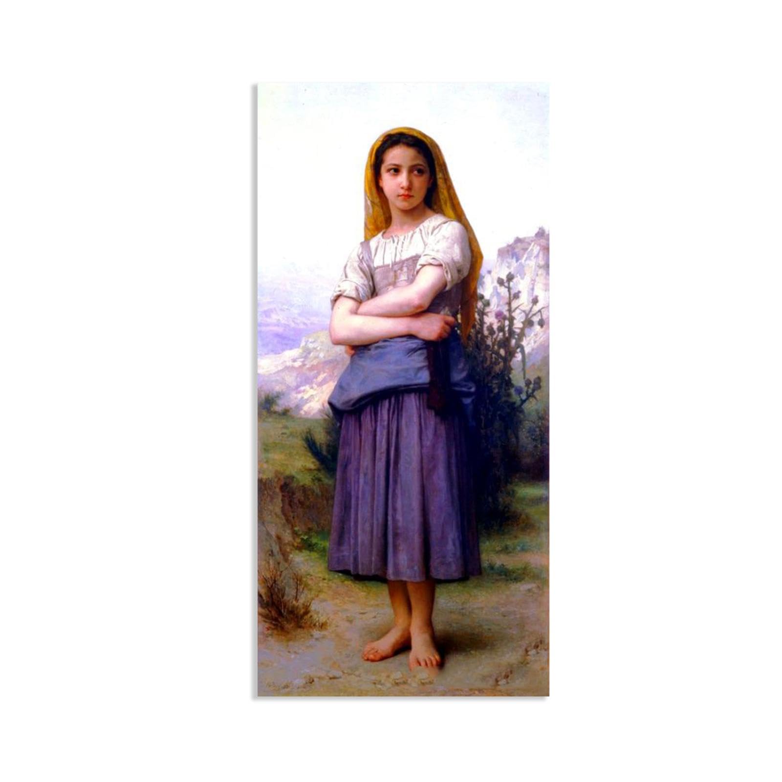 RXNHGJDS William-Adolphe Bouguereau Wall Art Young Girl Famous Paintings Prints Classic Portrait Canvas Art Wall Decor for Living Room Bedroom Bathroom Home Decor 160x80cm frameless