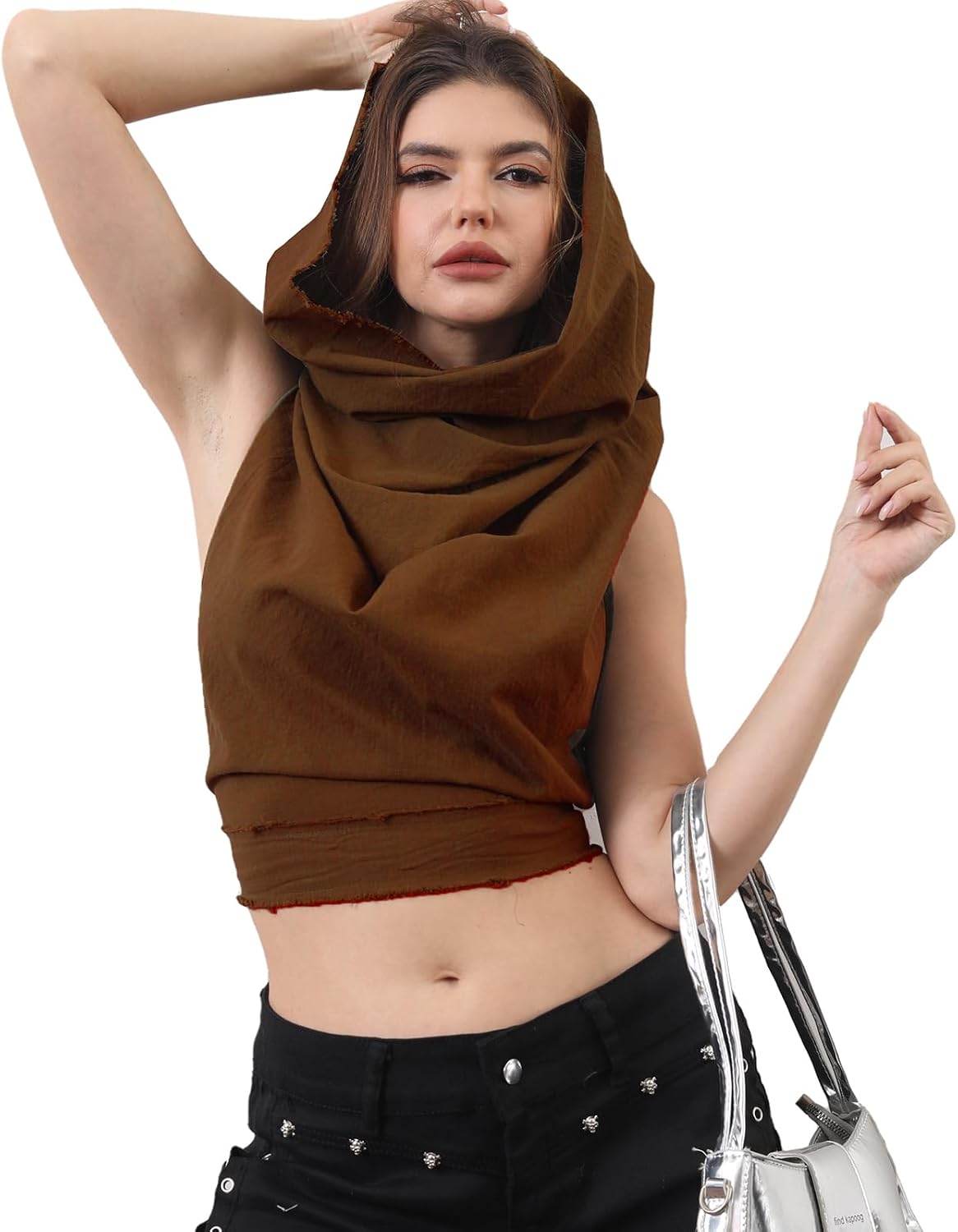 Rave Outfits for Women, Boho Dune Style Halter Backless Tank Crop Top, Cross Wrap Vest Swim Cover Up