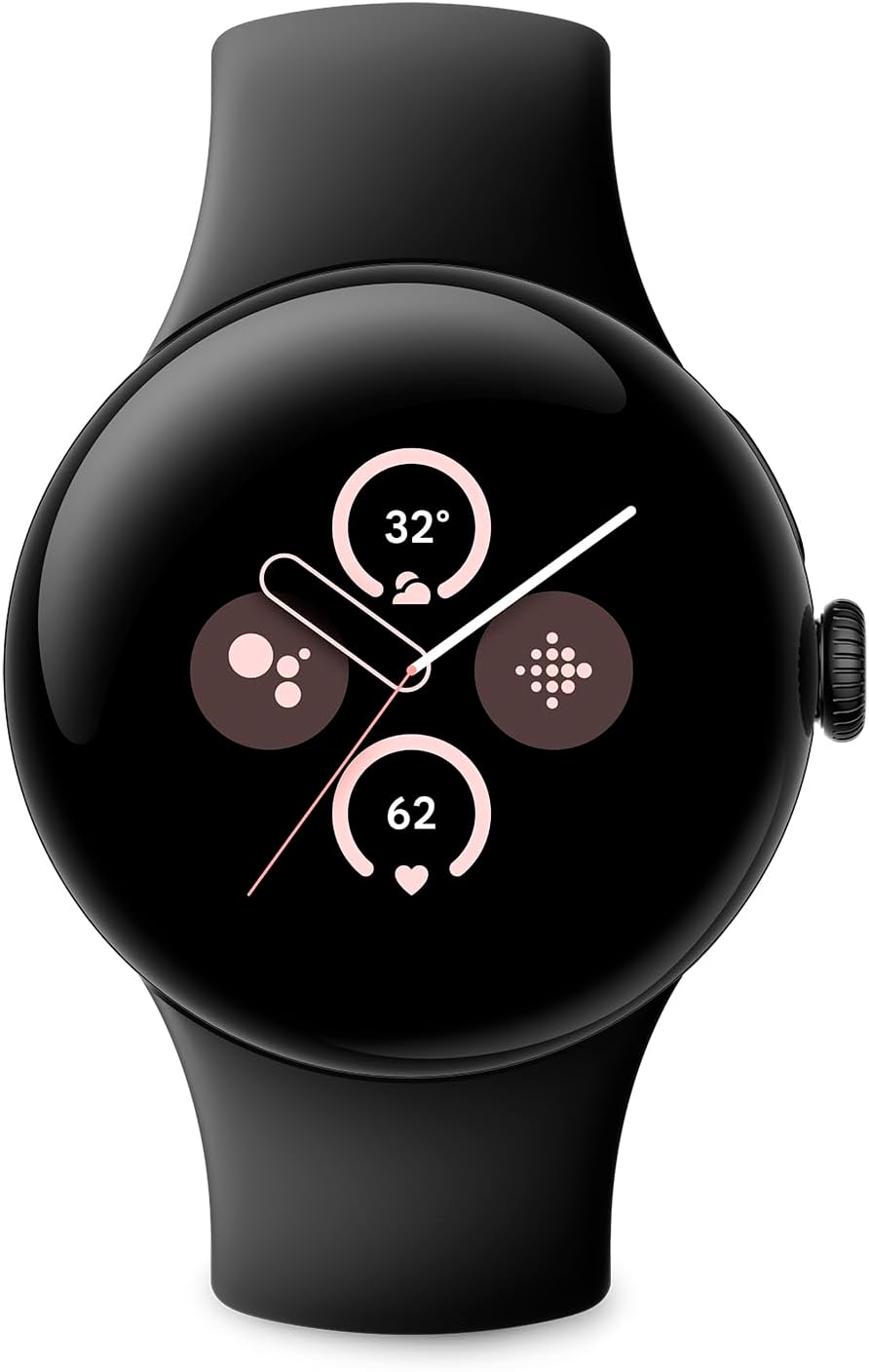 Google Pixel Watch 2 with the best of Fitbit Heart rate tracking, stress management, safety features – Android smartwatch – Matte Black Aluminium Case – Obsidian Active Band – Wi-Fi