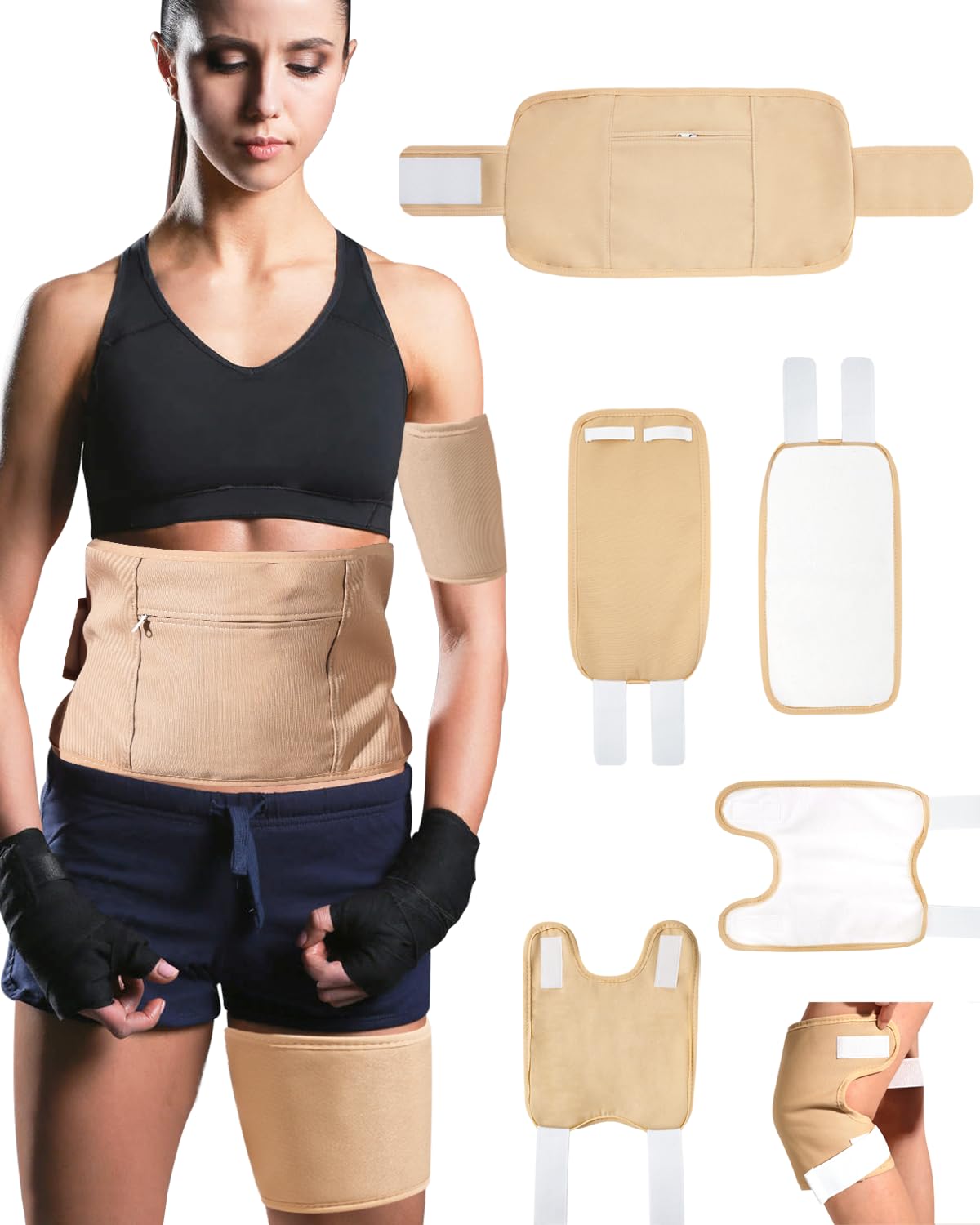 Castor Oil Pack Wrap, Reusable Organic Castor Oil Pack Kit for Waist Knee Leg Arm, Adjustable Castor Oil Compress Pads for Liver Detox Insomnia Constipation and Inflammation