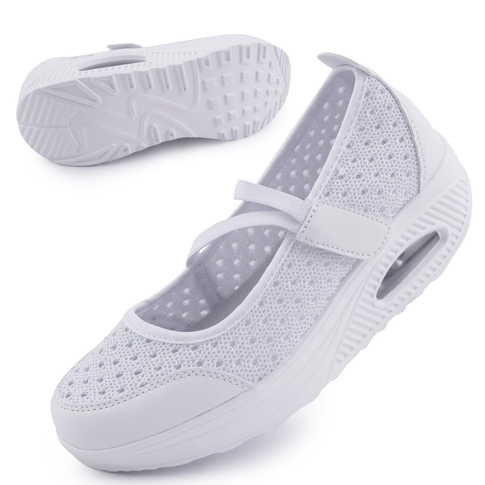 Women's Comfortable Working Nurse Shoes — Non-Slip Adjustable Breathable Walking Buffer Fitness Casual Nursing Orthotic Lightweight Shoes (White, Size 36)