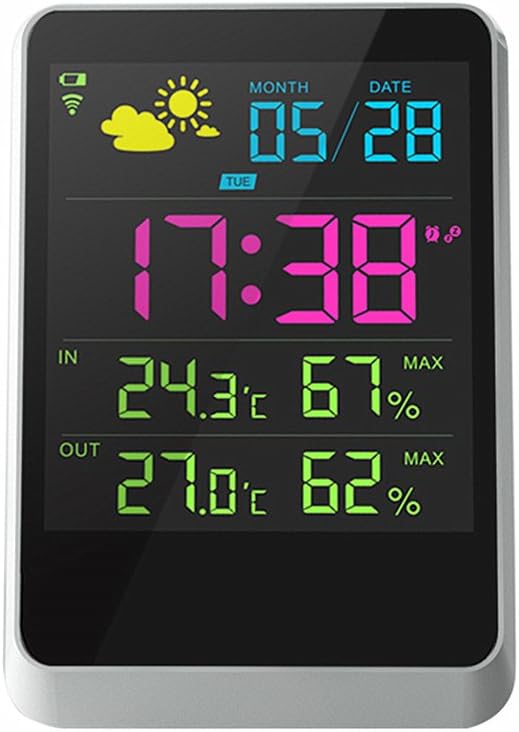 IFLYING Wireless Digital Alarm Clock with LCD Backlight Temperature Humidity Display Screen