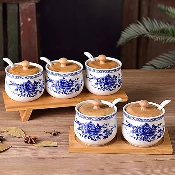 調味料ケース、高級仕上げしました Amazon｜調味料ボックス 新中華風セラミック調味料瓶ホーム