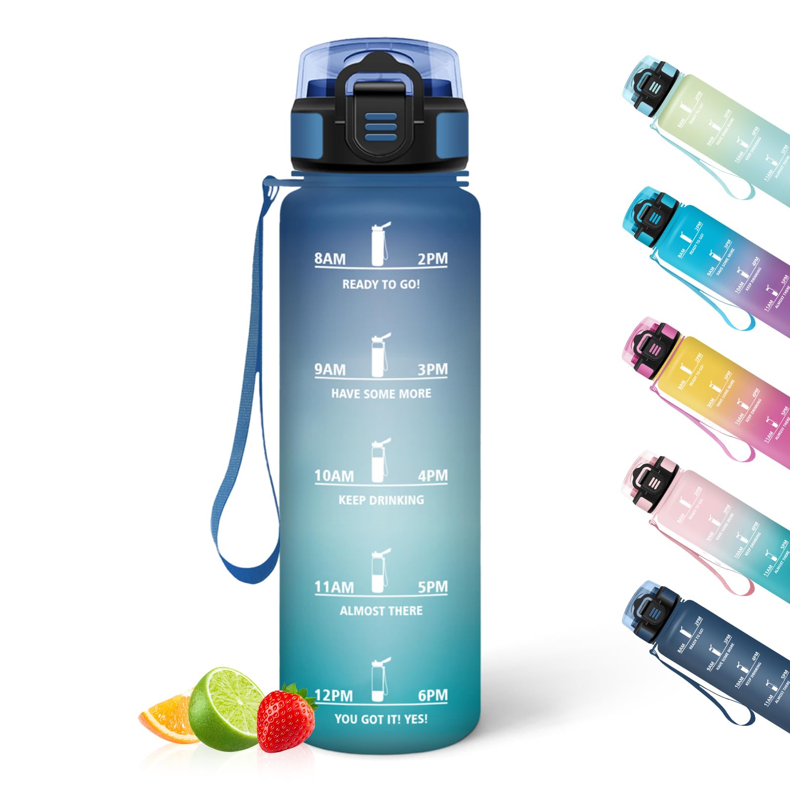 HoneyHolly Sports Water Bottle, 500 ml Waterproof Design with Time Scale, Bottle, Reusable, Lightweight, Graduated Water Bottle for Running, Cycling, Working, School — image 1