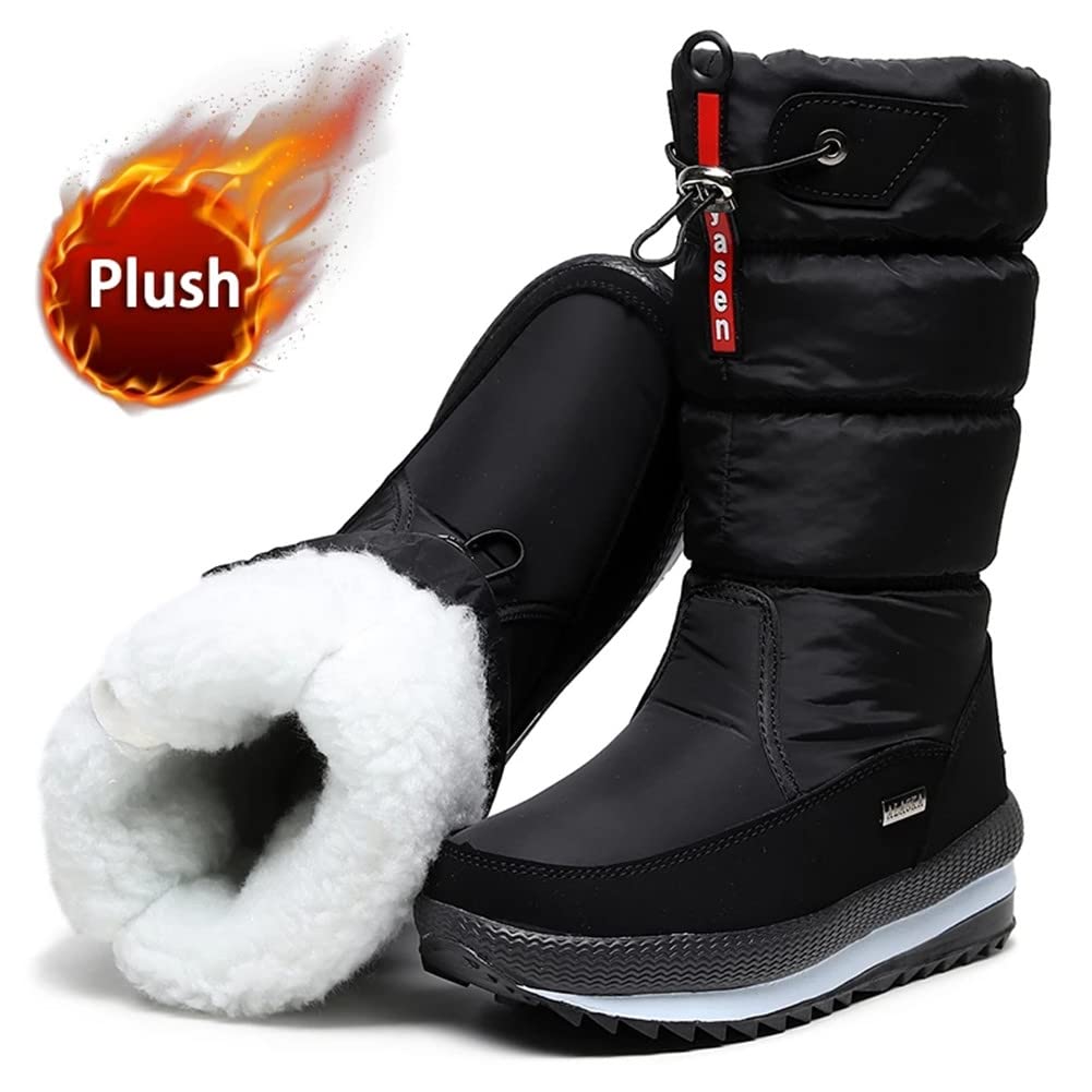 Botas de Nieve para Mujer con Cremallera Invierno diseñadas para brindar Comodidad, Botas Impermeables Antideslizantes con Forro de Piel escarchado y cálido