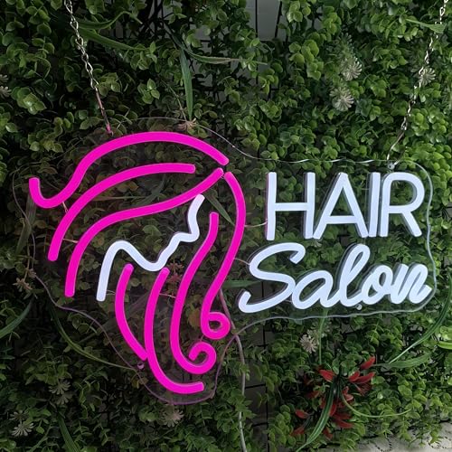 Image of Hair Salon Neon Sign for Wall Decor, LED Neon Signs Lights, Pink Salon Hair Tech Decor Neon Signs for Barber Shop, Beauty Salon Studio Beauty Room Business Sign