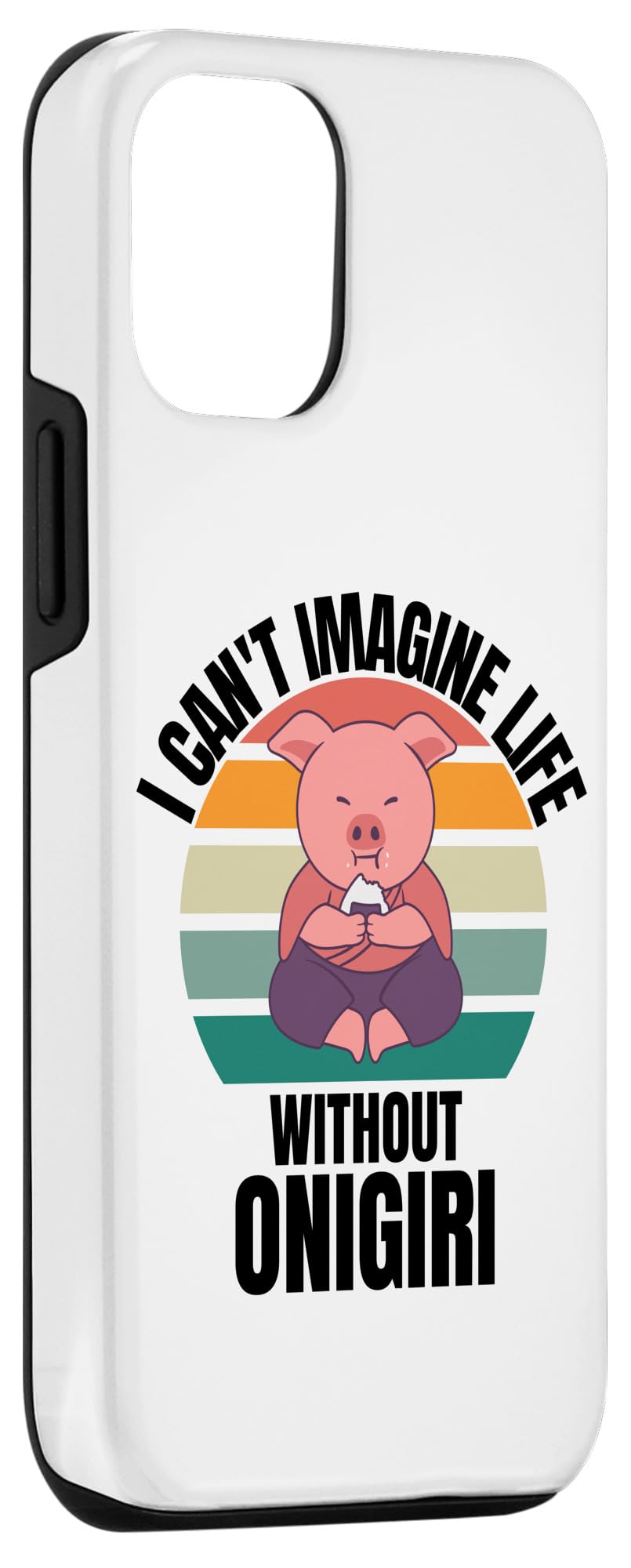 iPhone 13 Retro Cute Pig I Can't Imagine Life Without Onigiri Case - Image 3