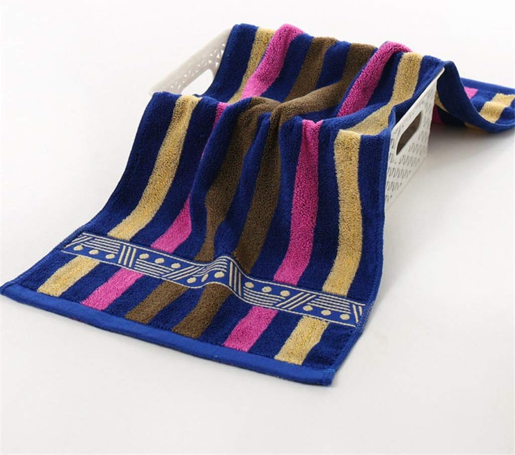 34X74CM Color Strip Adult Cotton Solid Beach Towel Quick-Drying Soft Thick High Absorbent Towel(D)