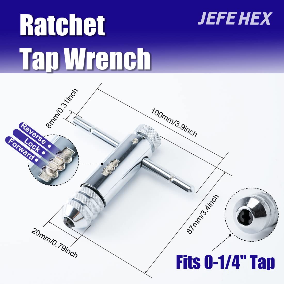 JEFEHEX 18pcs Drill and Tap Set with 1 Piece T-Handle Ratche -2