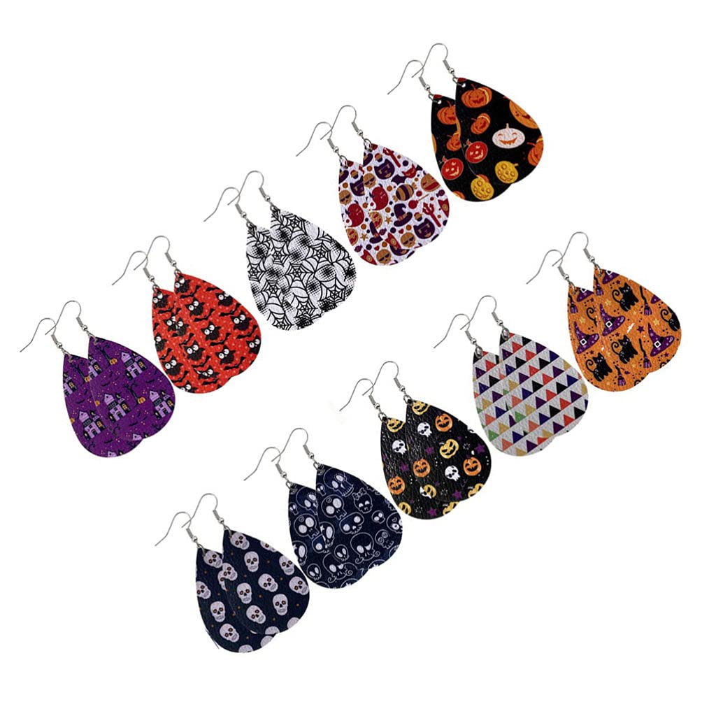TOYANDONATOYANDONA 10 Paires Halloween Boucles Doreilles, de Sorcière Élégant Boucles Doreilles, en Forme de Goutte Boucles Doreilles Pour Les Dames Femmes Filles