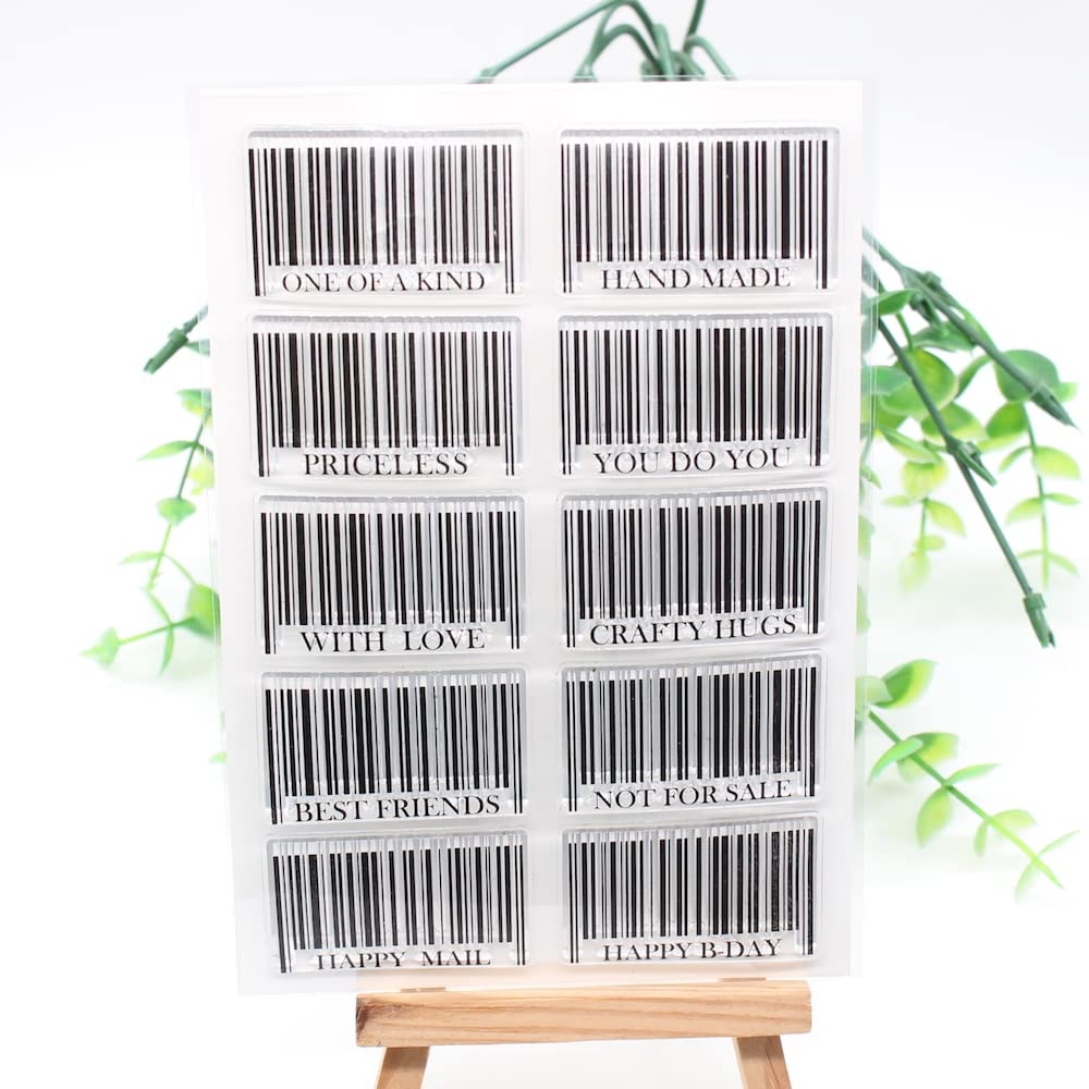 KSCRAFT Crafty Barcode Transparent Clear Silicone Stamp/Seal for DIY Scrapbooking/Photo Album Decorative Clear Stamp Sheets