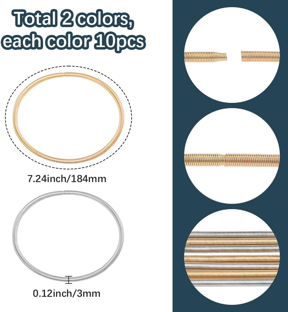 SUNNYCLUE 1 Box 20Pcs Snake Bracelet Chain Expandable Bangles 3mm Gold Silver Metal Stainless Steel Adjustable Spring Friendship Bracelets Cuffs Chains for Jewelry Making DIY Crafts Women Accessories - Image 2