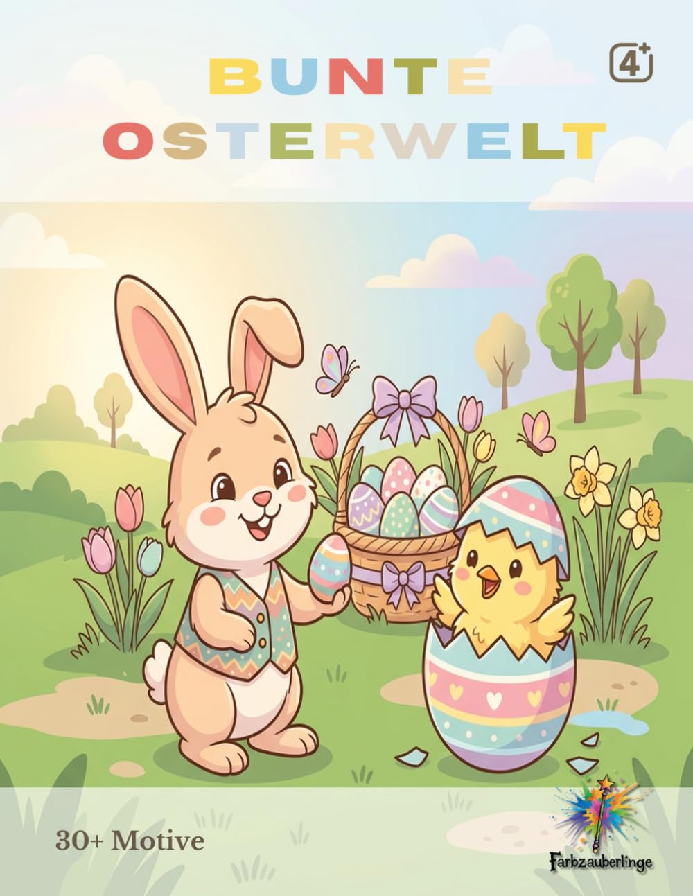 Bunte Osterwelt: Bunte Osterbilder voller Hasen, Küken und Ostereier! (Farbzauberlinge Malbücher)