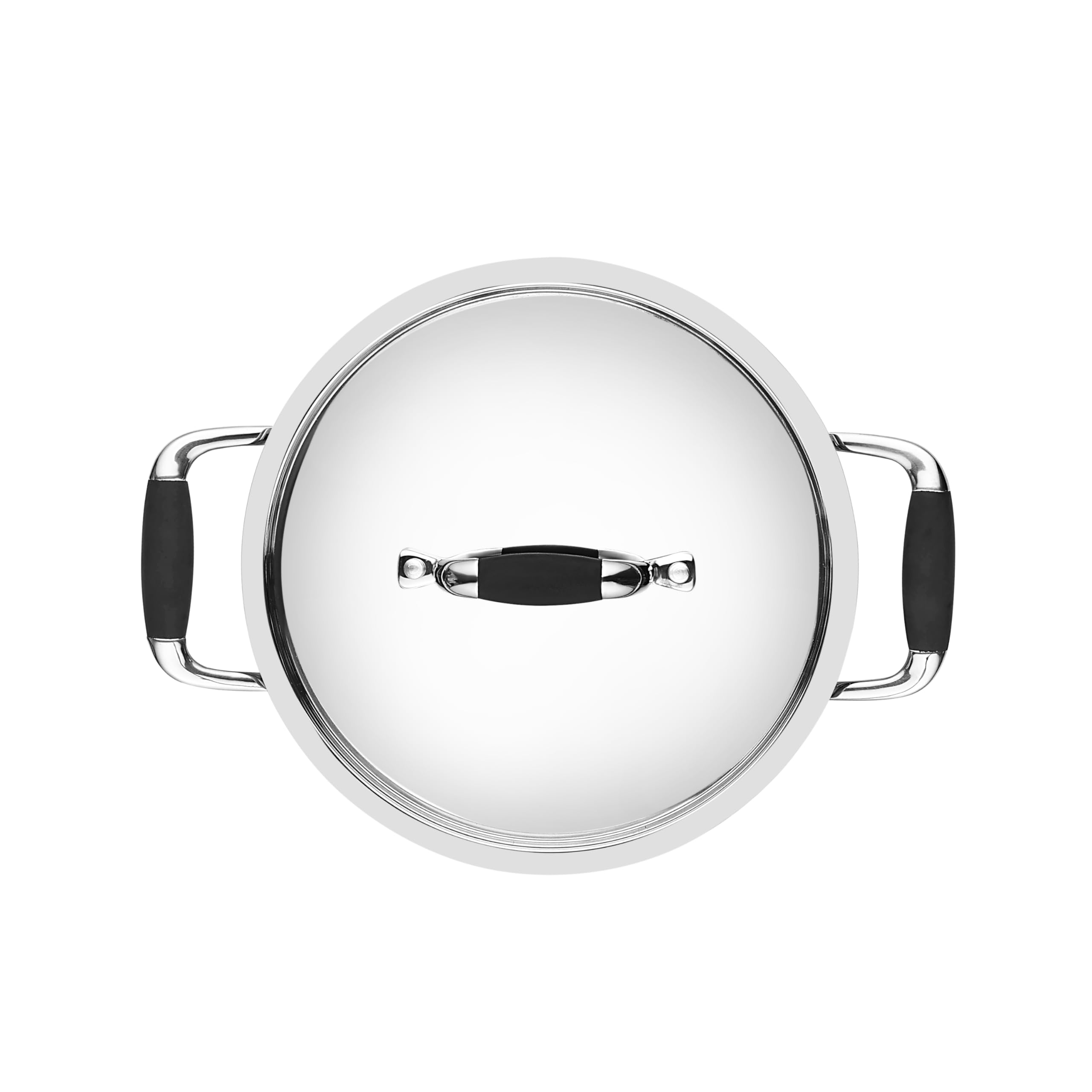 Chakmak Trio 18cm Triply Stewpan with Steel Lid | Stainless Steel | 1.8 Litre | Induction and Gas Stove Compatible | Silver Color | 5 Years Warranty 3