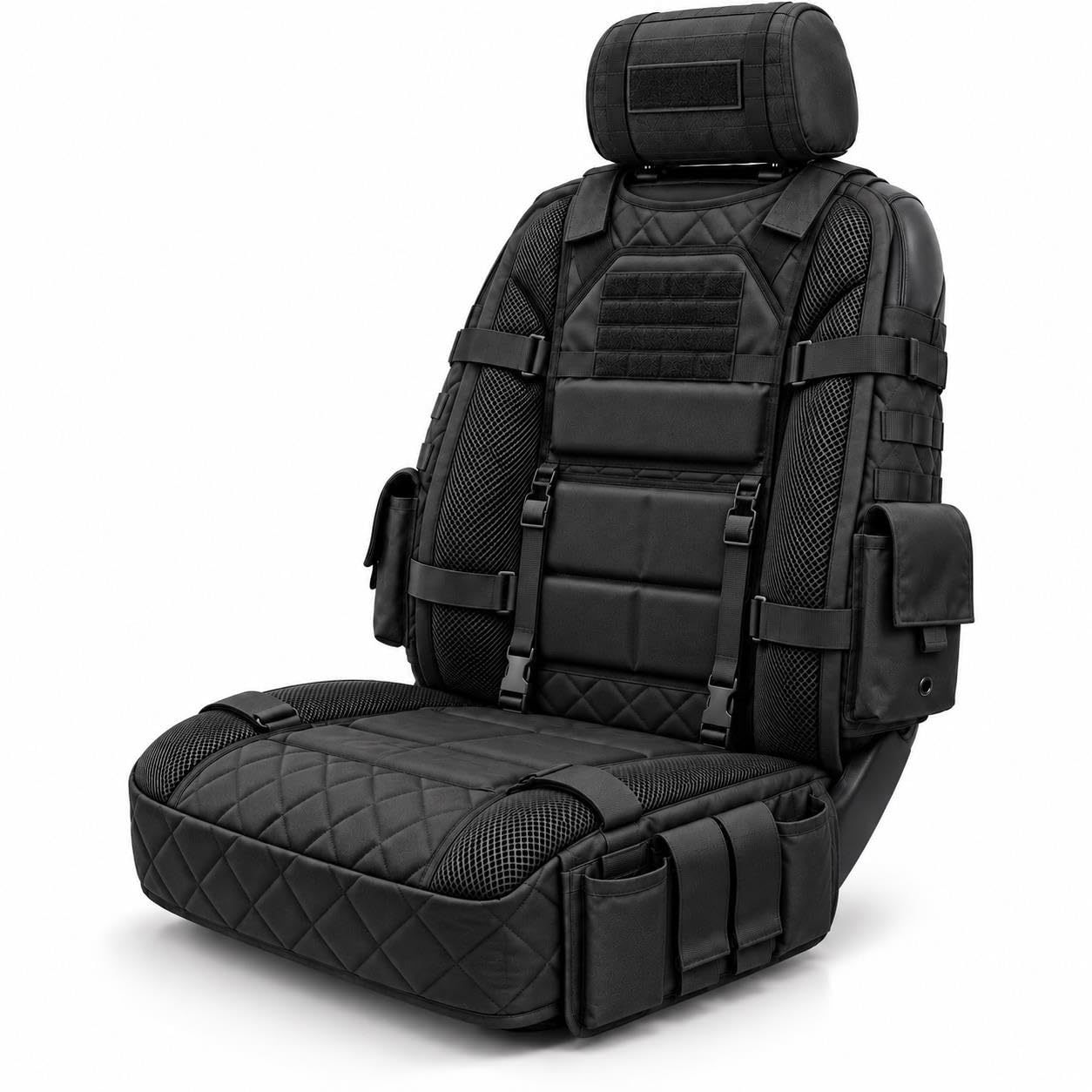 Genérico Tactical Car Seat Organizer with Storage Pockets and Webbing