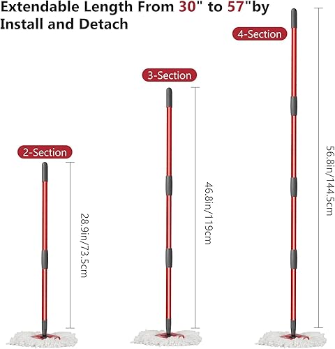 Miniatura 3 de Paquete de 2 asas de repuesto para trapeador giratorio, palo de trapeador compatible con trapeador giratorio O-Cedar, palo de repuesto de mango de