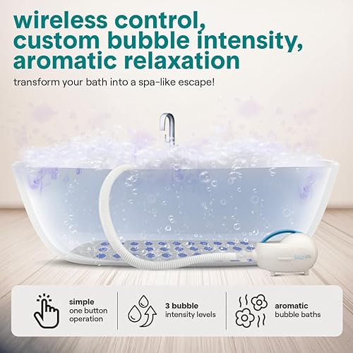 Miniatura 3 de SereneLife PHSPAMT24HT - Alfombrilla de masaje de burbujas para bañera de cuerpo completo con calor, bomba de aire motorizada, clip de aroma para